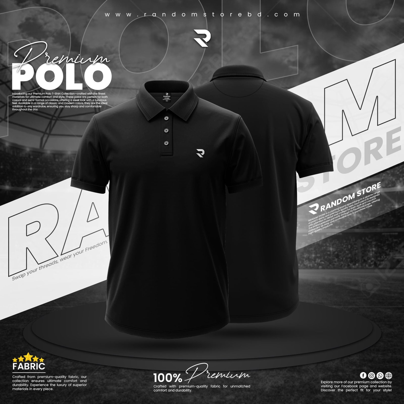 black-4.jpg SOLID POLO T-SHIRT - BLACK - Image 1