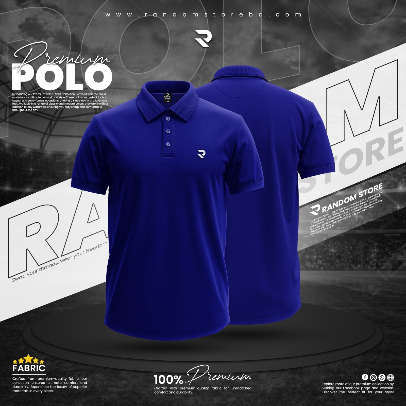 blue-1.jpg SOLID POLO T-SHIRT - ROYALE BLUE - Image 1