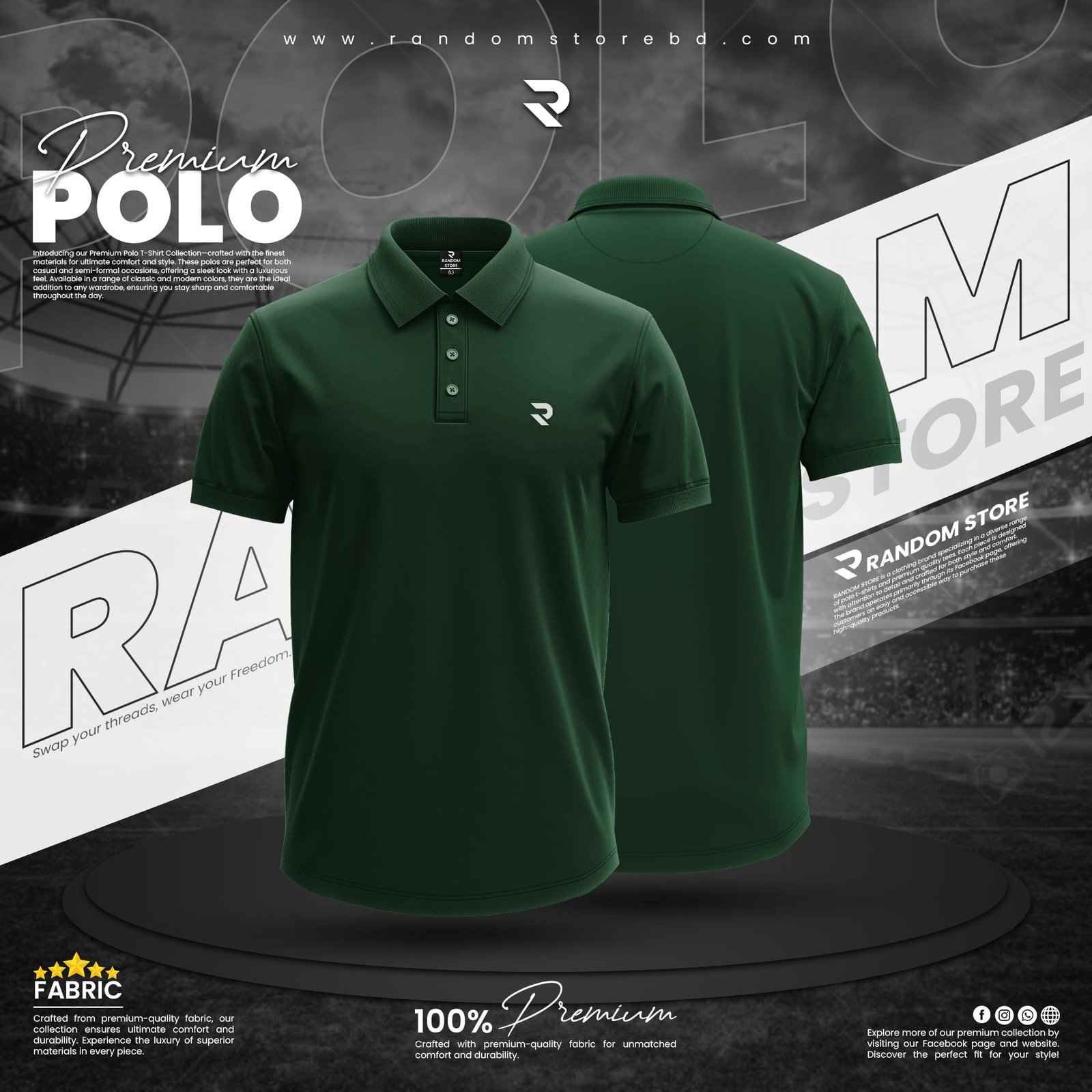 deep-green-4.jpg SOLID POLO T-SHIRT GREEN COLOR - Image 1