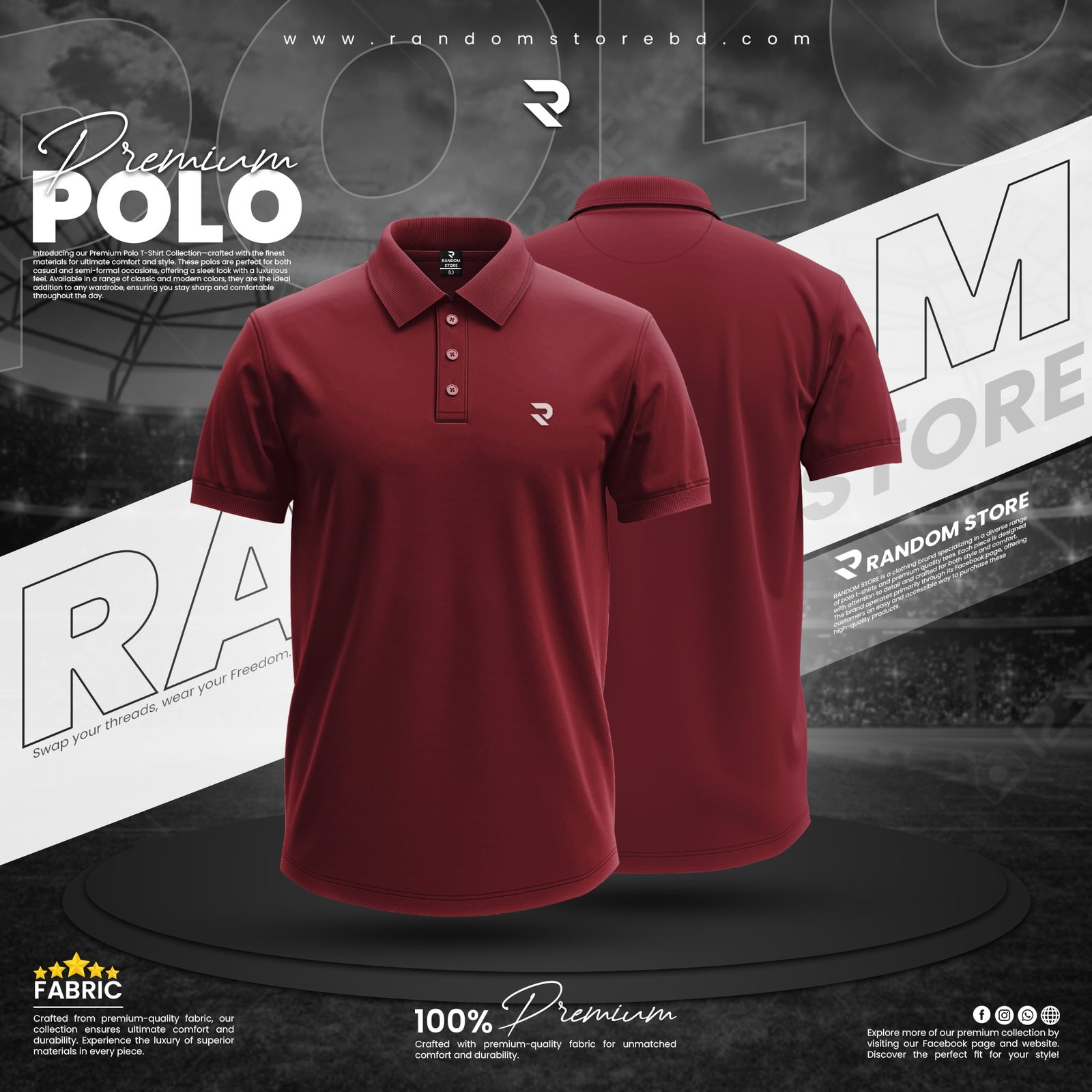 merone-6.jpg SOLID POLO T-SHIRT MARRON COLOR - Image 1